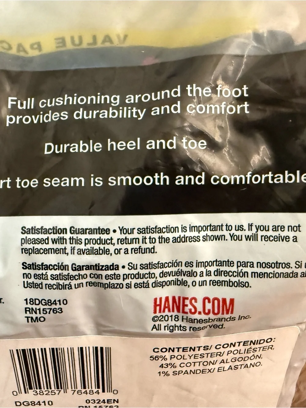 Hanes Black Cushion Comfort Crew Socks 10 Pair Pack Shoe Size 6-12 Sealed NWT